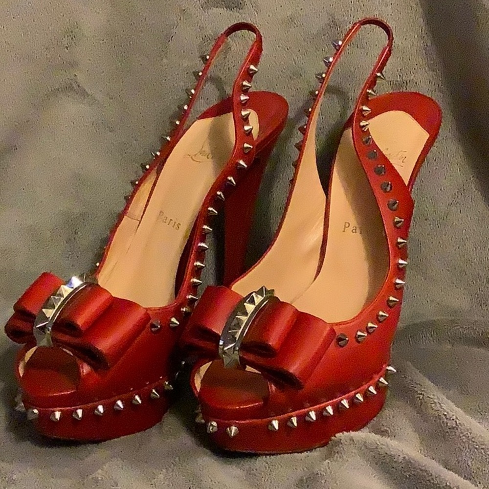 Christian Louboutin Red Platform with Spikes